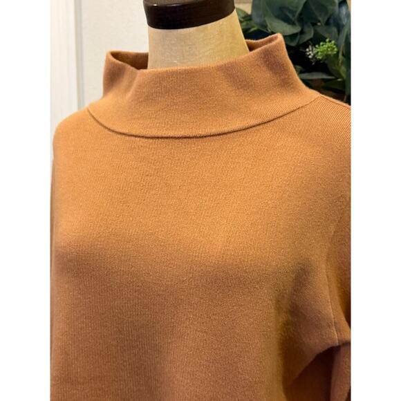 AVARA Tan/Navy Mock Neck Block Sweater Top Shirt Women's size L - Picture 4 of 10